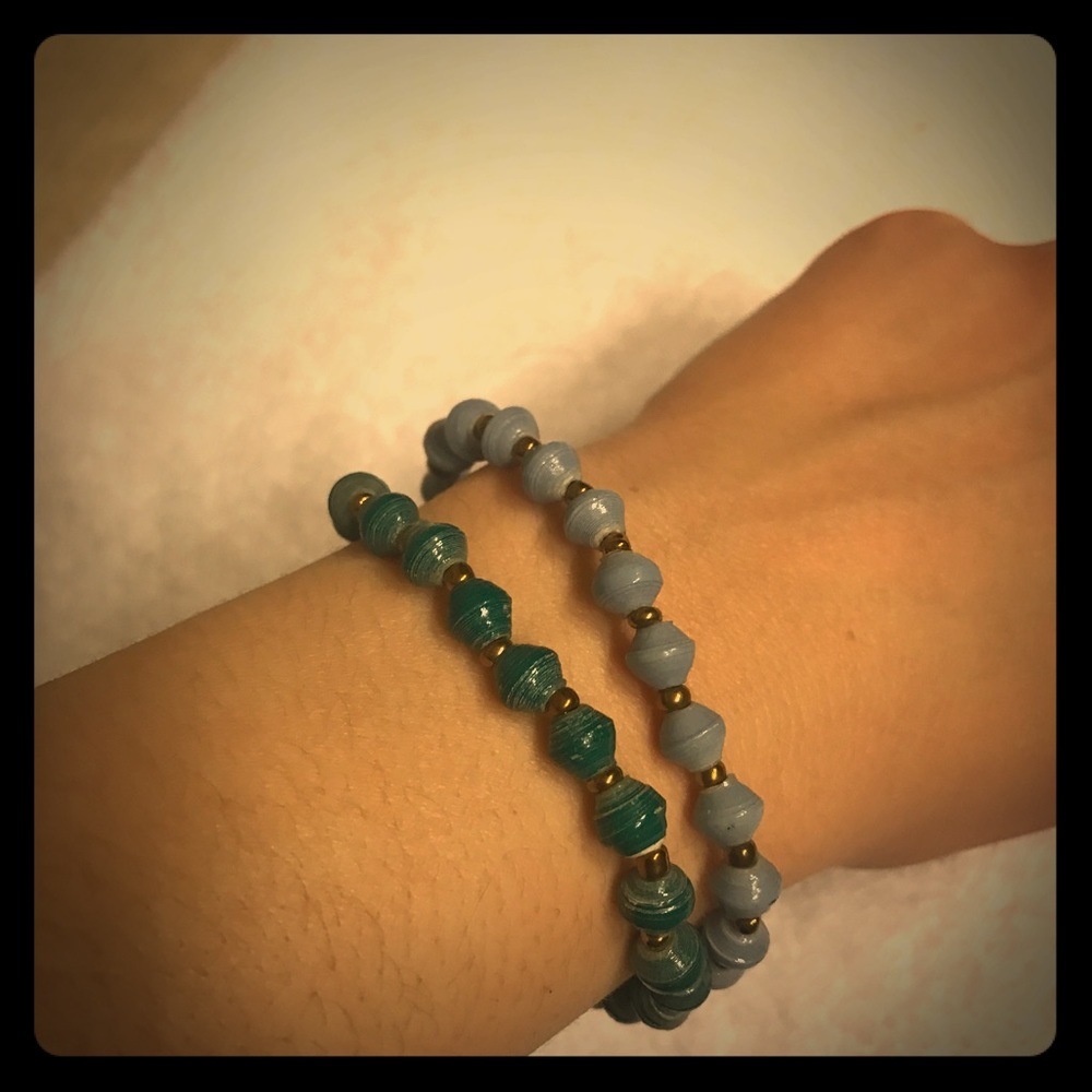 Rolled paper beaded bracelets